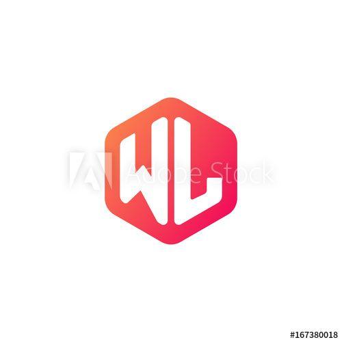 Red Hexagon Logo - Initial letter wl, rounded hexagon logo, gradient red orange colors ...