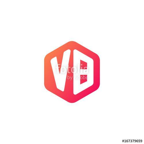 Red Hexagon Logo - Initial letter vb, rounded hexagon logo, gradient red orange colors ...