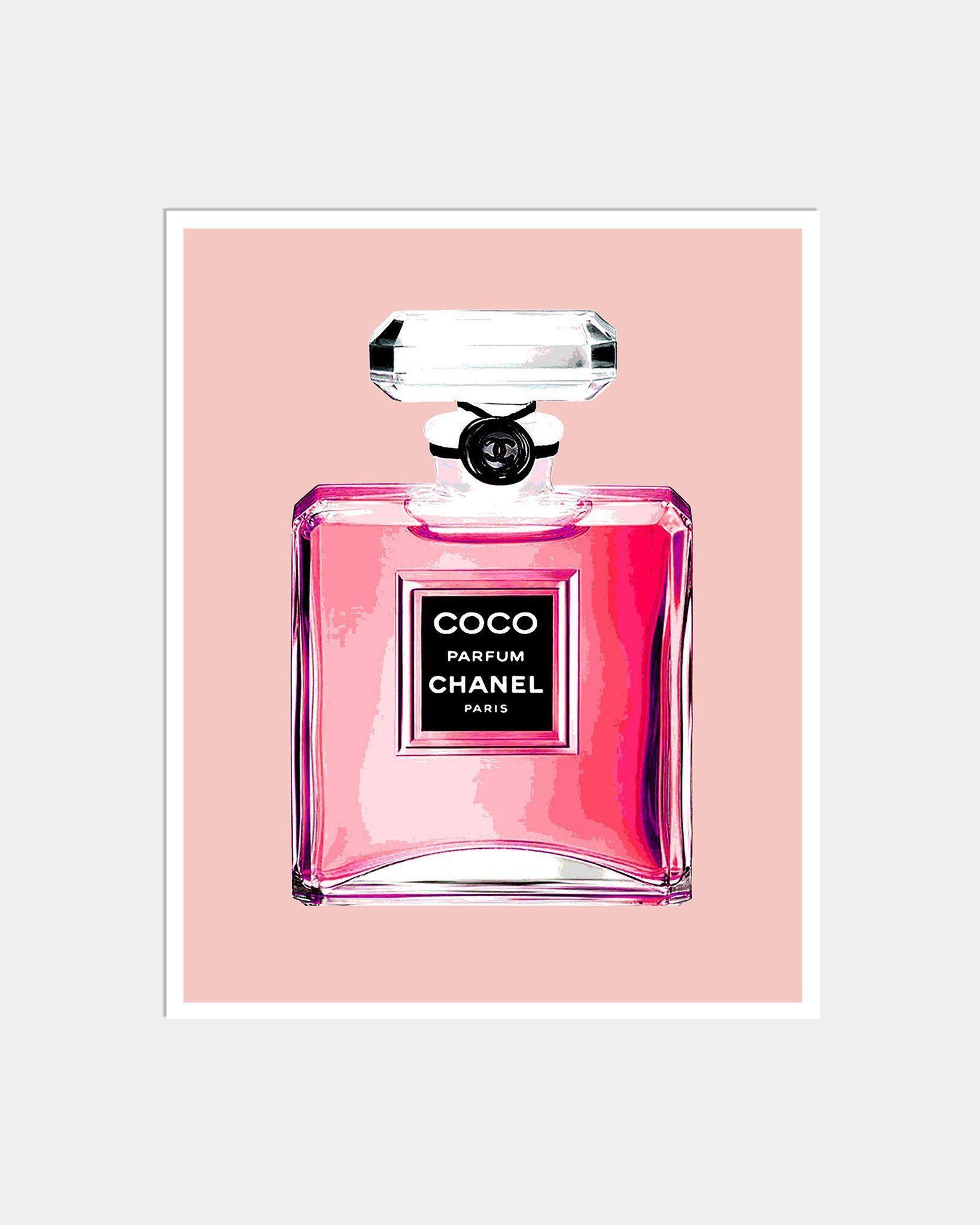 Pink Chanel Perfume Logo - PINK CHANEL PERFUME BOTTLE ART PRINT. room. Art prints, Art