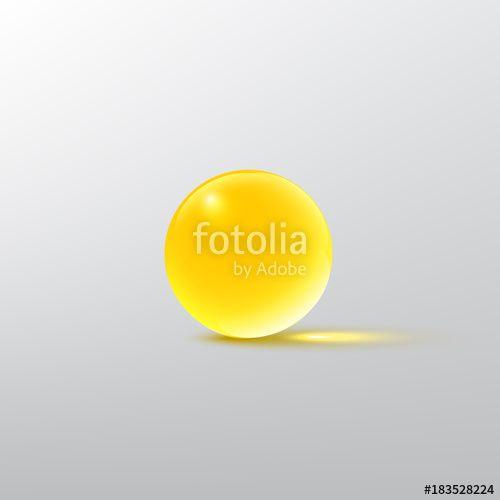 Grey Yellow Sphere Logo - Yellow glass ball isolated on grey. Vector realistic design element ...