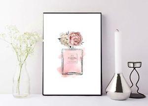 Pink Chanel Perfume Logo - coco chanel perfume bottle pink floral designed print/poster | eBay