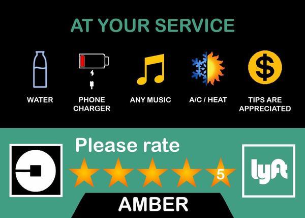 Custom Lyft Uber Logo - Uber Lyft 5 Star Ratings Sign - Custom Messages and Made with Your ...