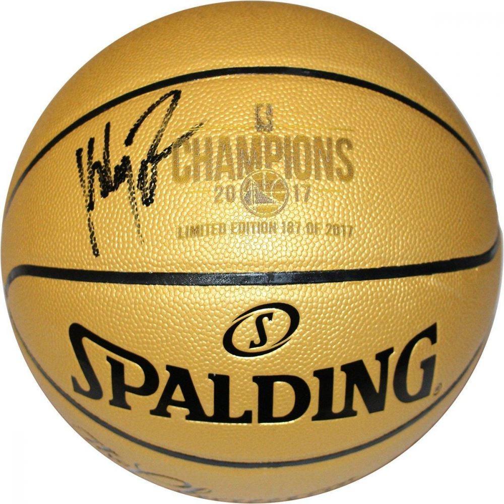 Gold Basketball Logo - Klay Thompson Signed Spalding 2017 NBA Champions Logo Gold ...