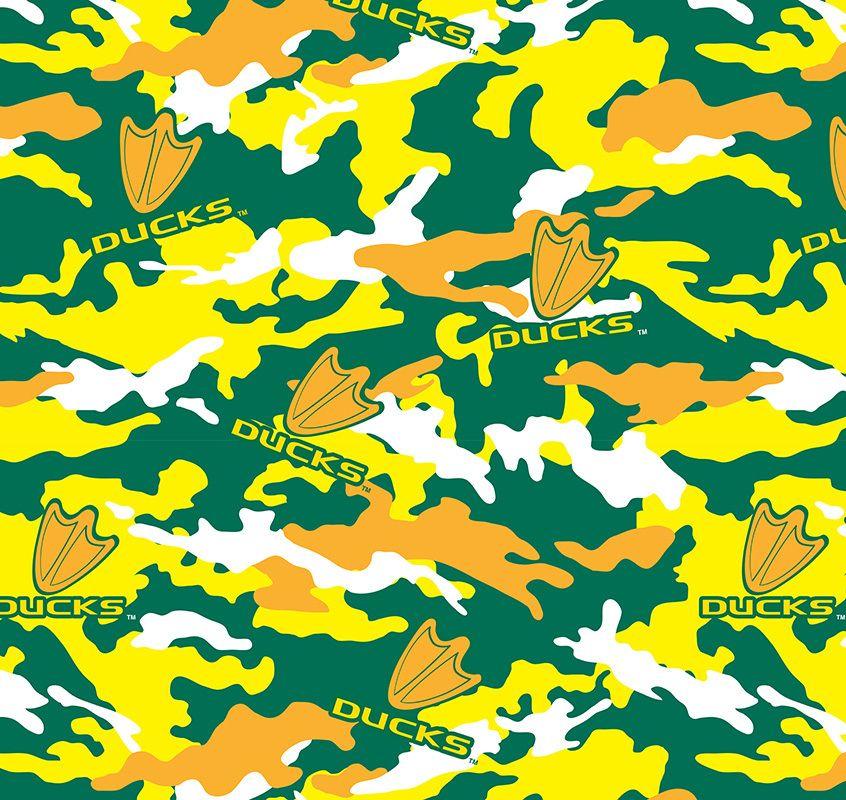 Camo Oregon Ducks Logo - University of Oregon Camouflage Fleece Fabric Sold by the yard ...