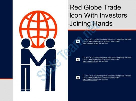 Globe with Red Hands Logo - Red Globe Trade Icon With Investors Joining Hands | PowerPoint ...
