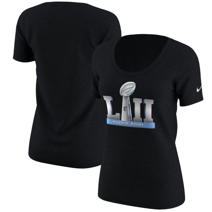 LII Logo - Women's Nike Black Super Bowl LII Logo Scoop Neck T Shirt