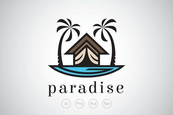 Paradise Water Logo - Paradise Resort Logo Template Logo Templates Creative Market