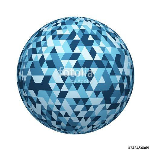 Ball and Blue Triangle Logo - Blue triangle tiles flooring texture pattern on ball or sphere shape