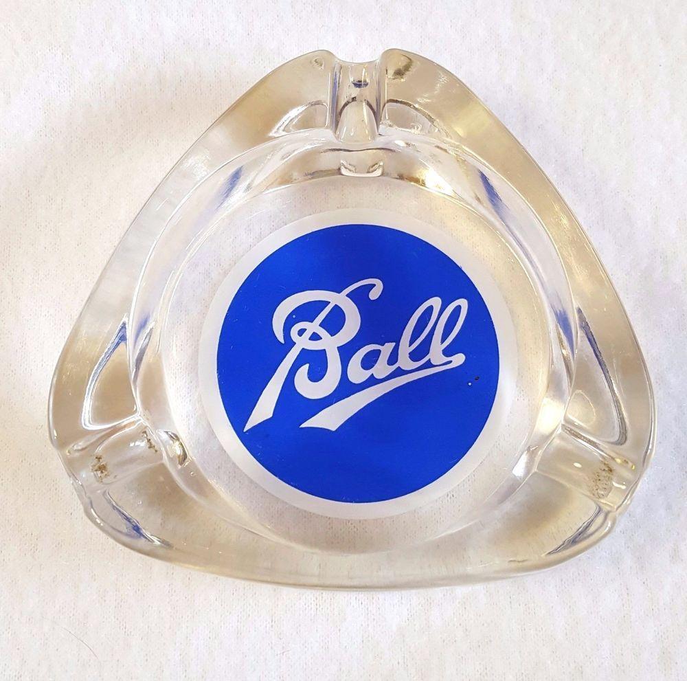 Ball and Blue Triangle Logo - Ball Mason Jar Advertising Glass Ashtray Clear Triangle Blue Logo ...