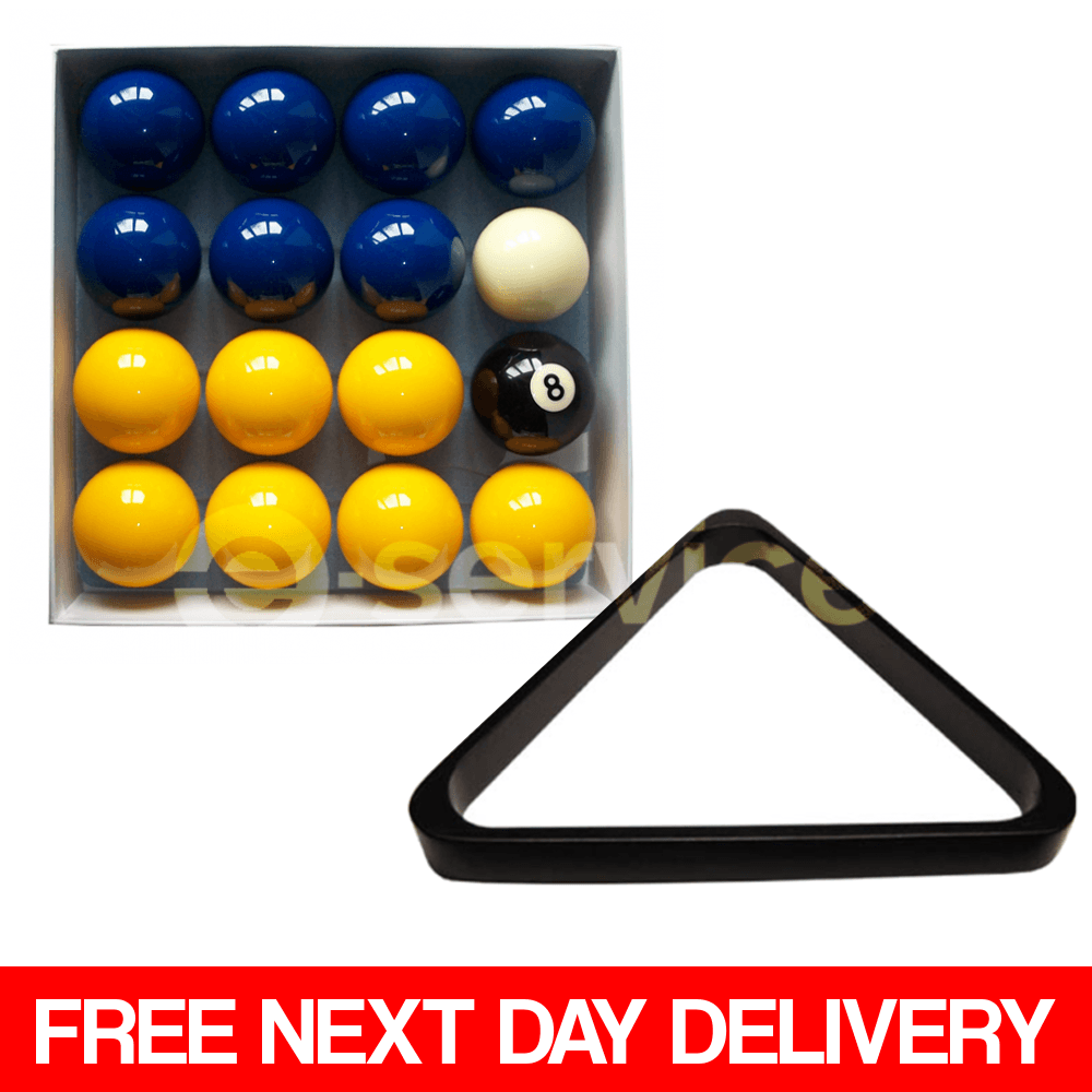 Ball and Blue Triangle Logo - Blue And Yellow Standard 2 Pool Balls (16 Piece) 1 7 8 Cue Ball