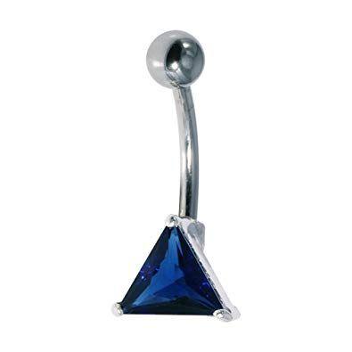 Ball and Blue Triangle Logo - Dark Blue Triangle Strass 925 Sterling Silver Belly Ring