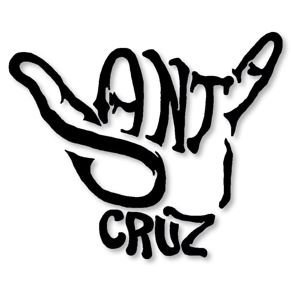Black and White Santa Cruz Logo - SC025-V - Santa Cruz Hang Loose / Shaka Hand Vinyl Cut Out Sticker