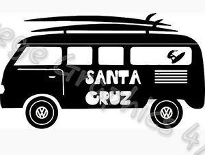 Black and White Santa Cruz Logo - Santa Cruz Decal Sticker Surf Volkswagen Bus Shark 8 