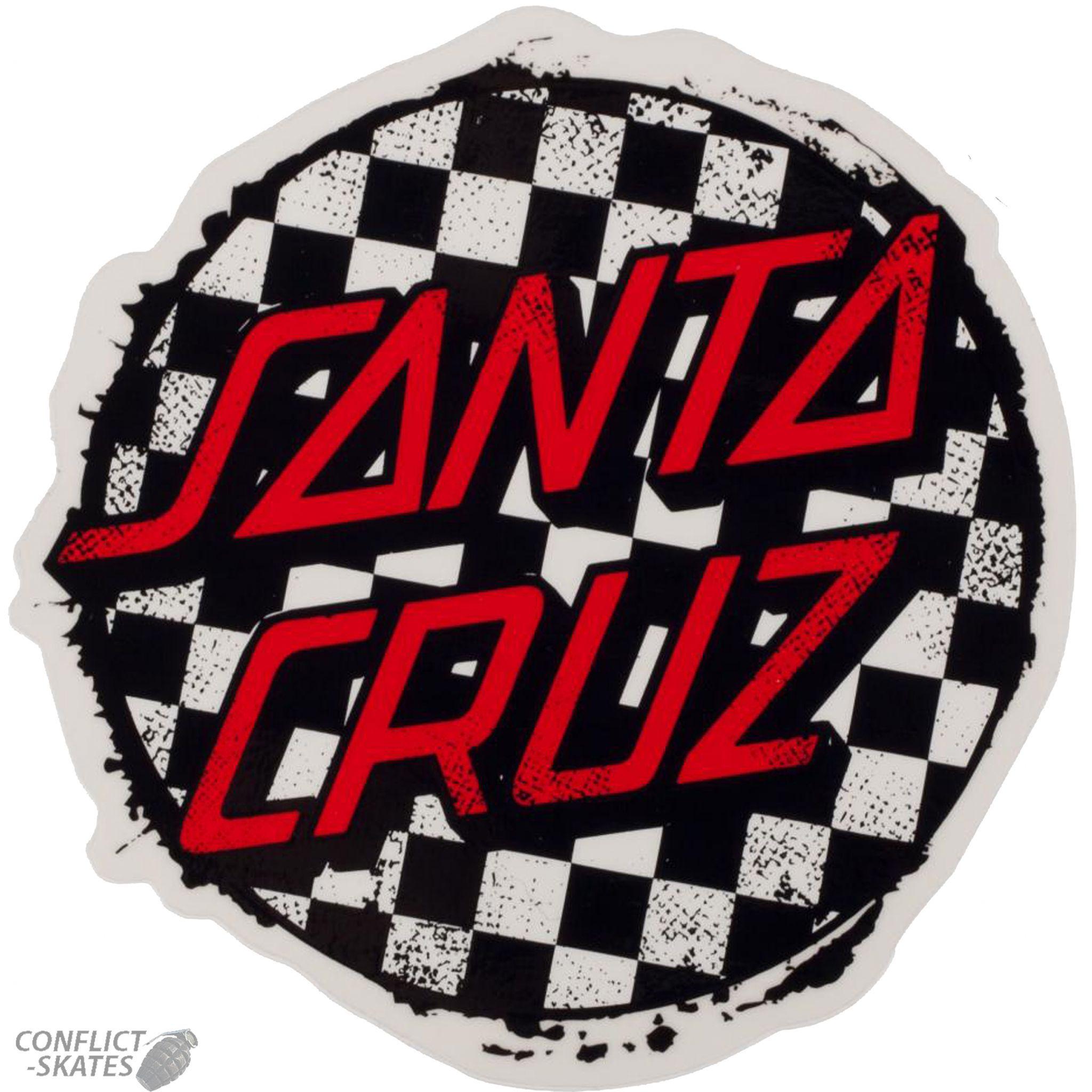 Black and White Santa Cruz Logo - SANTA CRUZ Check Dot Skateboard Sticker 15cm Old Skool Black White ...