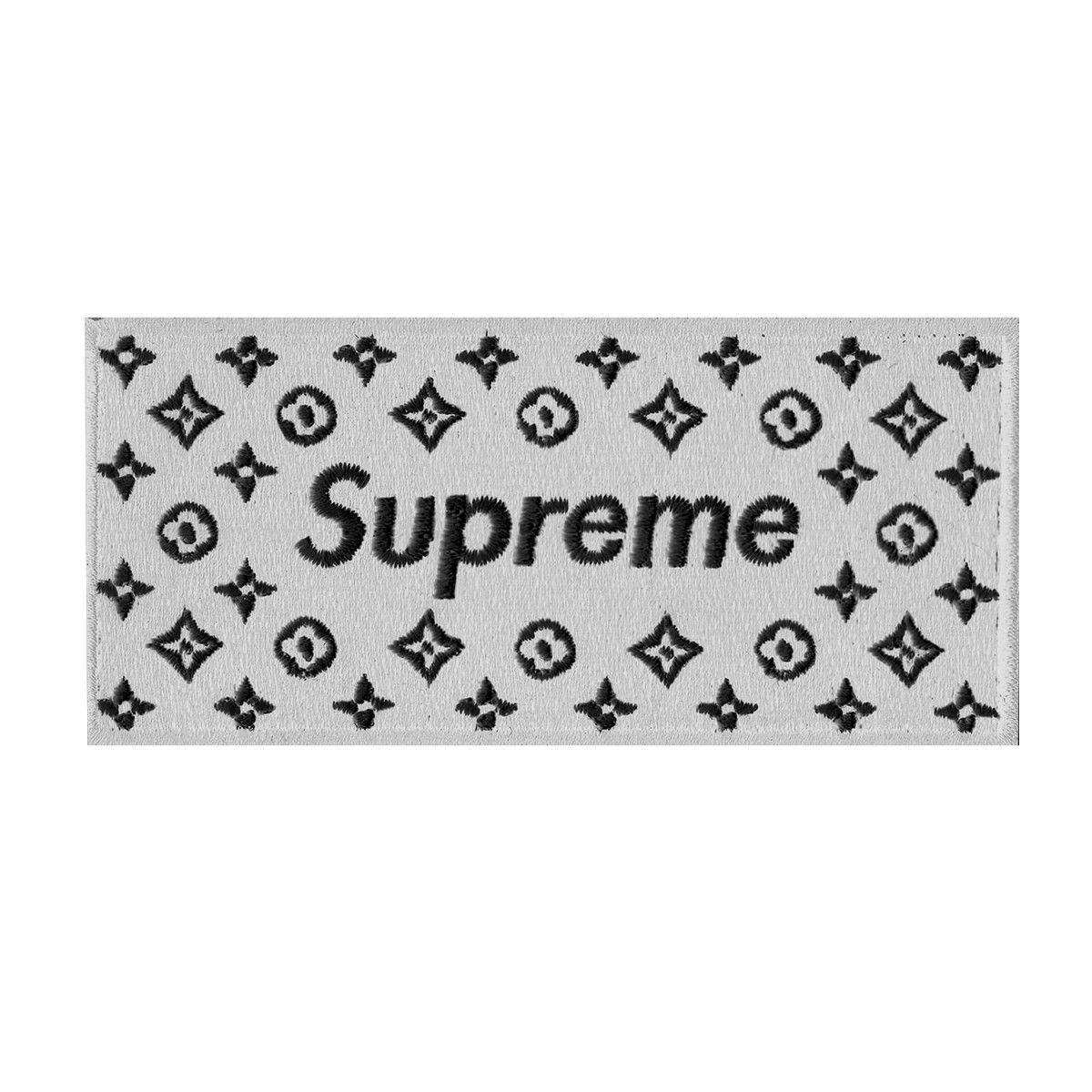 White Supreme Logo - White Supreme LV Box Logo Iron On Applique Patch
