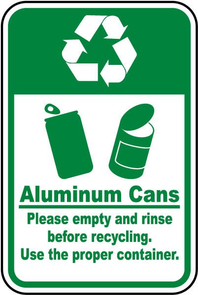 Recycle Cans Logo - Aluminum Cans Recycle Sign J4500 SafetySign.com