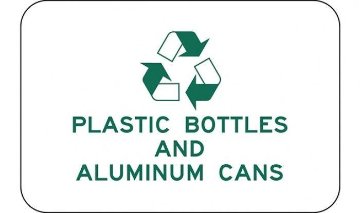 Recycle Cans Logo - Recycle Plastic Bottles And Aluminum Cans with Symbol Sign. TreeTop