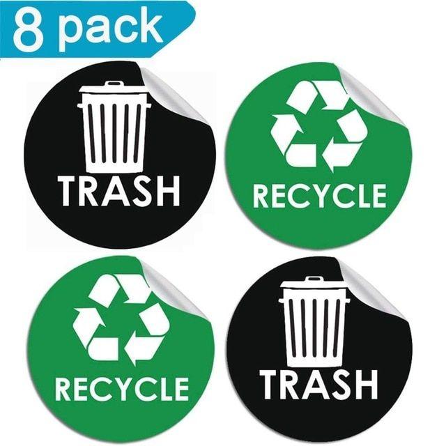 Recycle Cans Logo - 4Recycle and Trash Sticker Logo Style 8 Packs Symbol to Organize