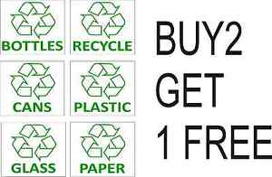 Recycle Cans Logo - Recycling Bin Stickers Recycle Paper, Plastic, Cans, Bottles.With logo