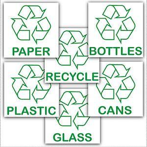 Recycle Cans Logo - 6 x Recycling Bin Stickers-Recycle Paper,Plastic,Cans,Bottles.With ...