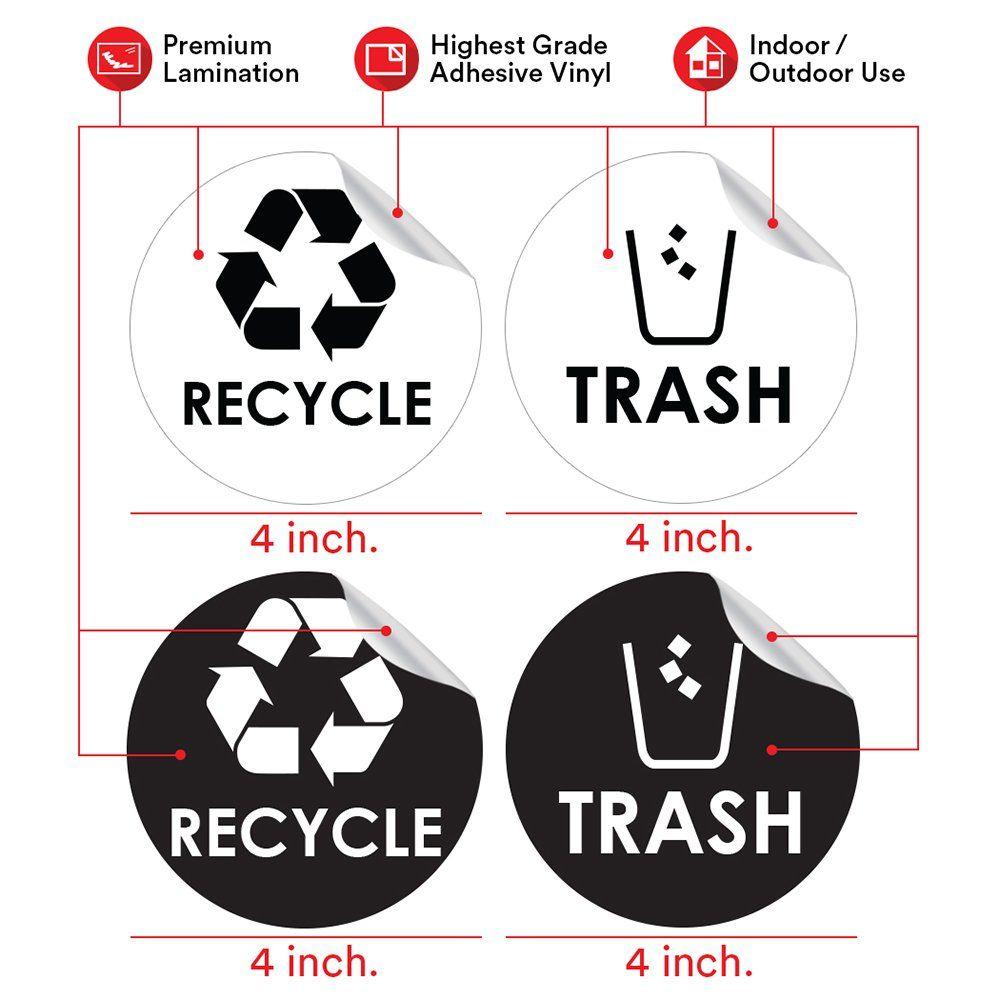 Recycle Cans Logo - Recycle Trash Bin Logo Sticker x 4