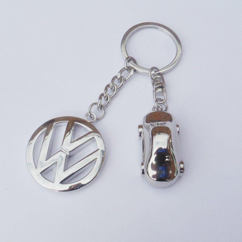 Google Chrome Silver Logo - VW Volkswagen Beetle Logo Keychain Key Ring Chrome