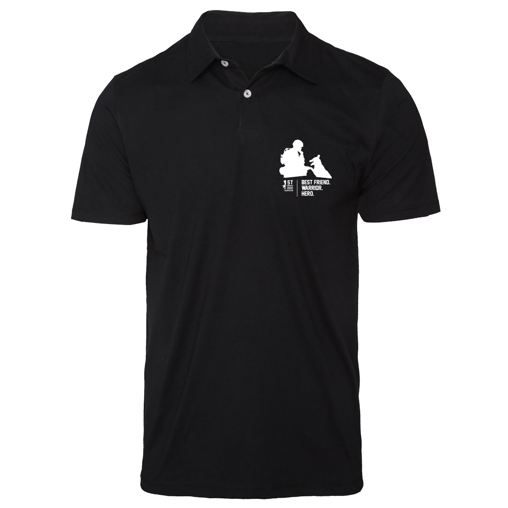 Friend Black and White Logo - Best Friend Black Polo Shirt (White Graphic)