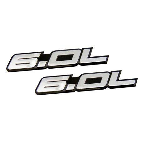 Black and White Ford Diesel Logo - 2 x (pair/Set) 6.0L Liter in SILVER on BLACK Highly Polished ...