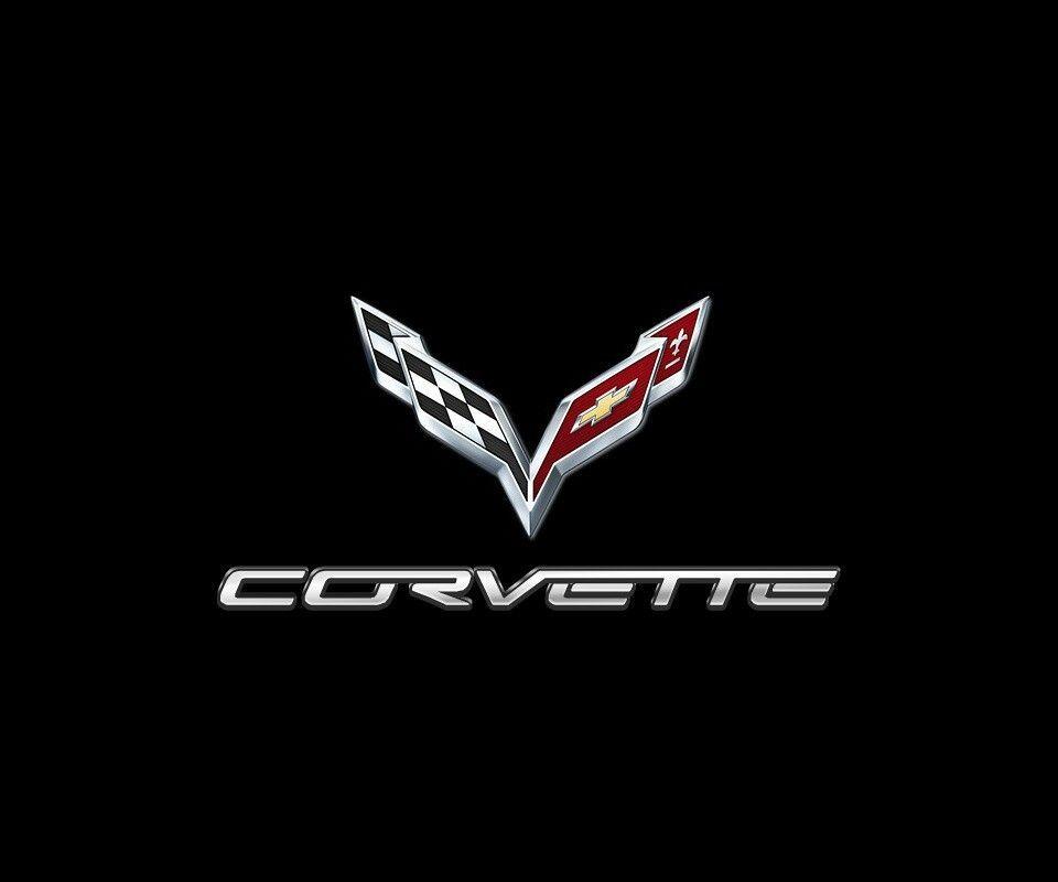 White Corvette Logo - Corvette logo nice font, I also like the sign above the word, almost