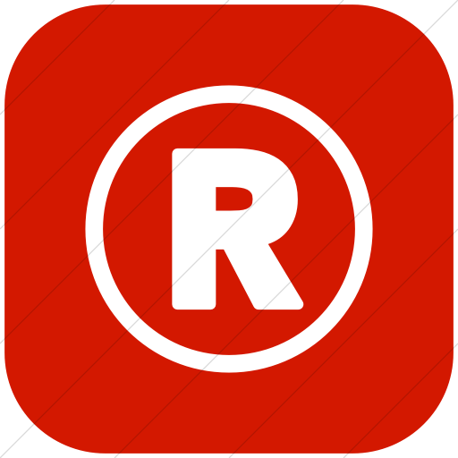 Red Square White R Logo - IconsETC » Flat rounded square white on red encircled capital r icon