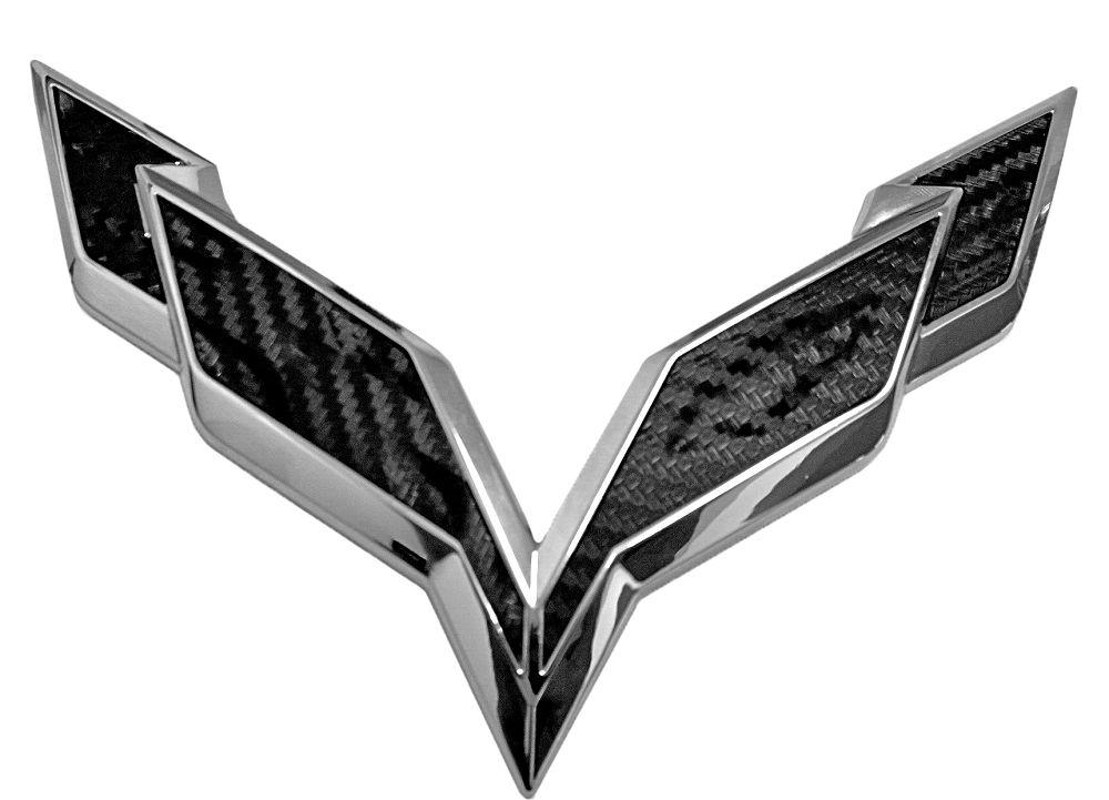 White Corvette Logo - C7 Corvette Stingray/Z06/Grand Sport 2014+ Front/Rear Flag Emblem ...