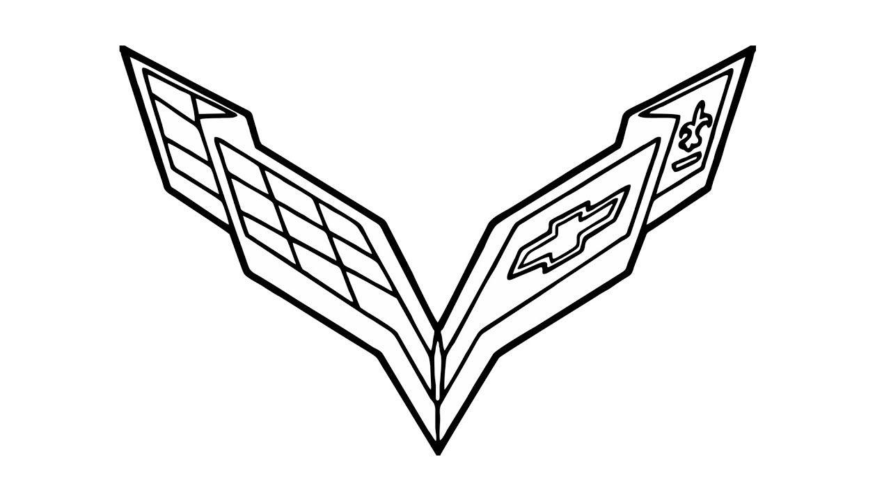 White Corvette Logo - How to Draw the Chevrolet Corvette Logo - YouTube