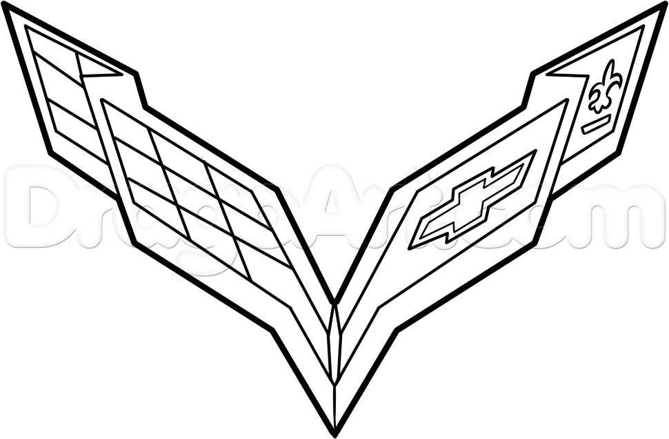 White Corvette Logo - Corvette Logo, Step by Step, Cars, Draw Cars Online
