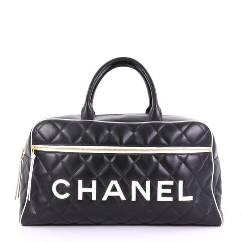 Chanel Vintage Logo - Chanel Vintage Logo Bowler Bag Quilted Lambskin Large 387331 – Rebag