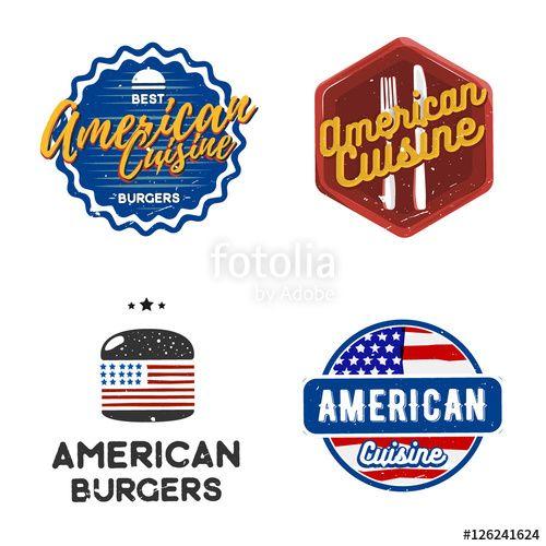 American Restaurant Logo - Creative set of american cuisine logo design. Vector illustration ...