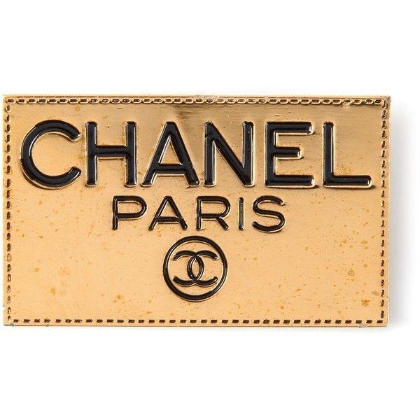 Chanel Vintage Logo - CHANEL VINTAGE logo brooch ($848) ❤ liked on Polyvore featuring