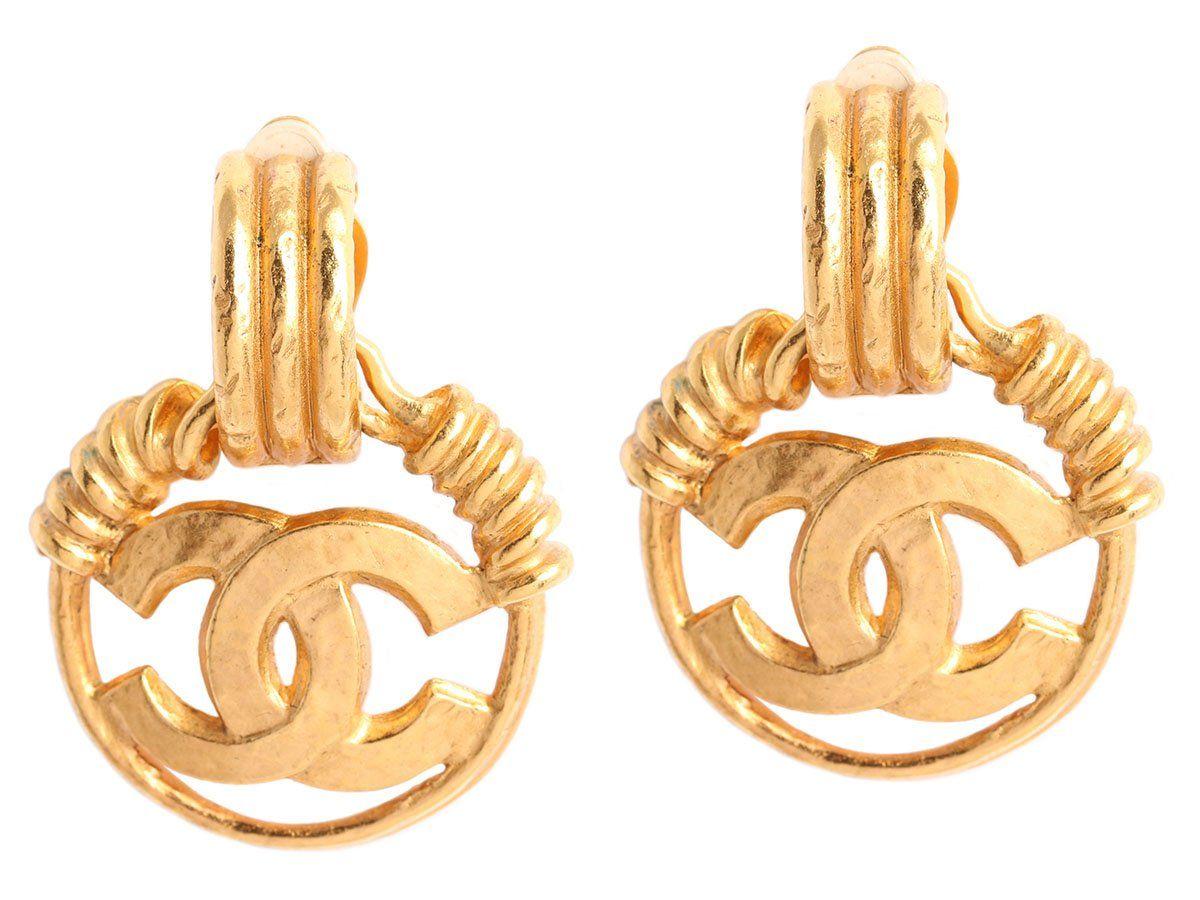 Chanel Vintage Logo - Chanel Vintage Logo Door Knocker Clip Earrings