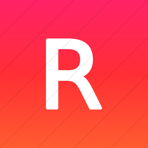 Red Square White R Logo - IconsETC » Flat square white on ios orange gradient alphanumerics ...