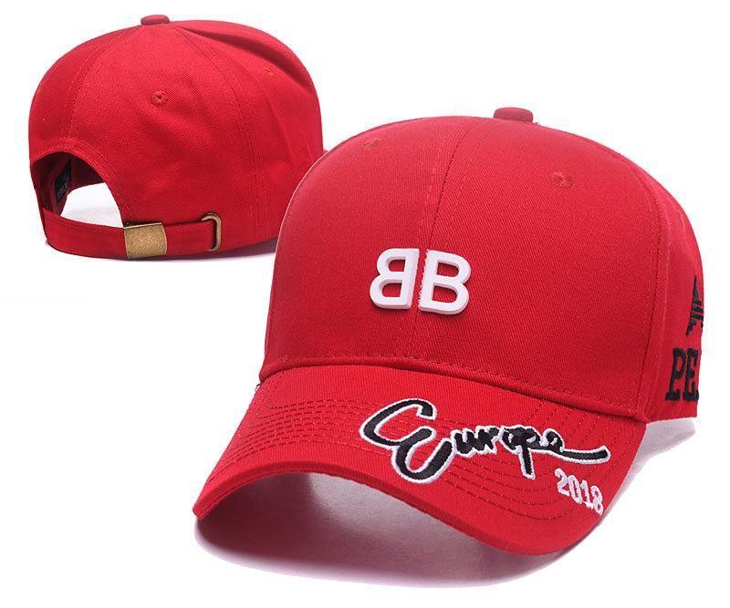 Red Bb Logo - Men's / Women's Balenciaga BB Rubber Logo Europe 2018 Curved Dad Hat