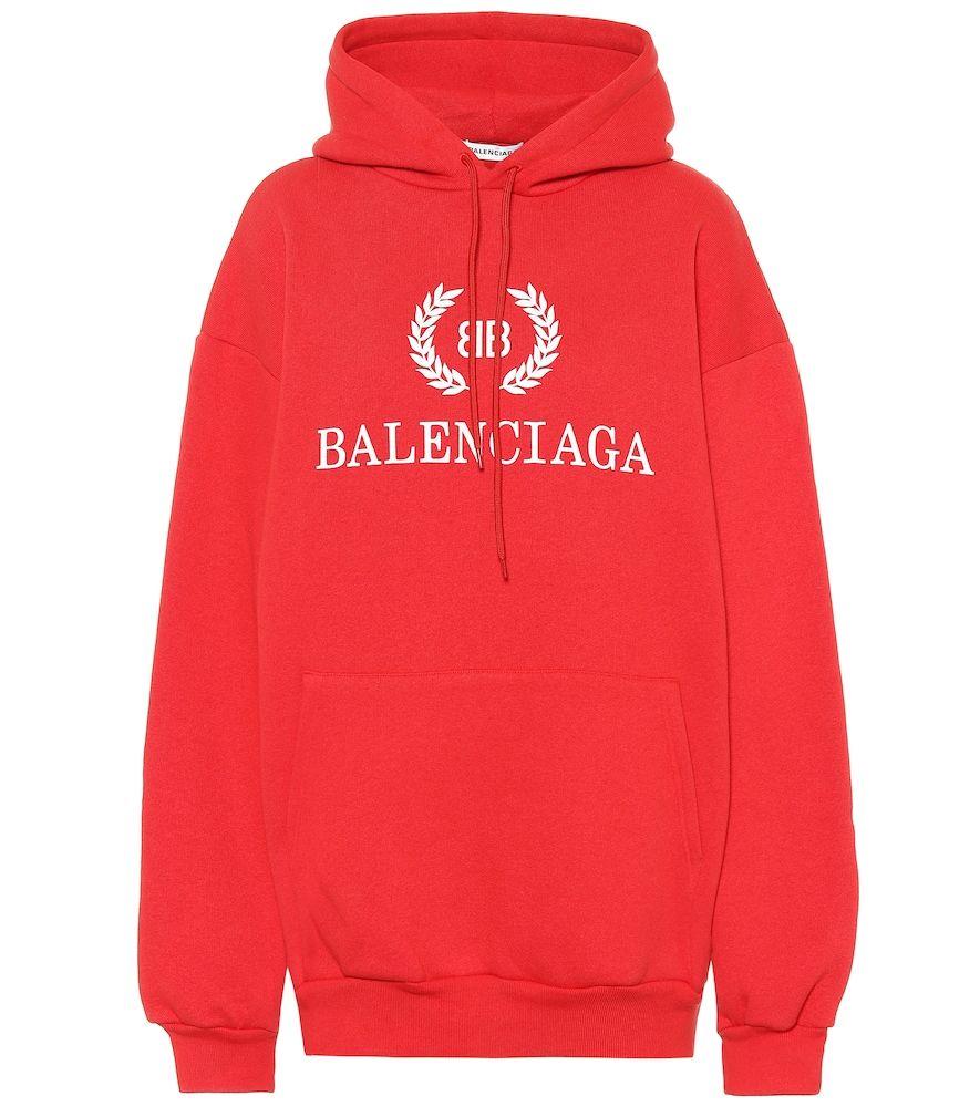 Red Bb Logo - Balenciaga Oversized Logo Cotton Sweatshirt Hoodie In Red