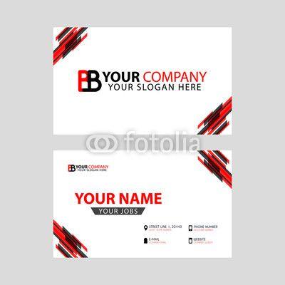 Red Bb Logo - Horizontal name card with BB logo Letter and simple red black