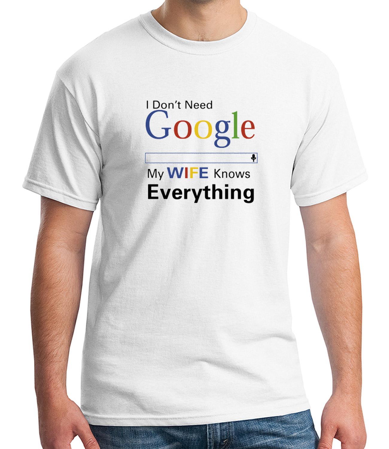 Adult Funny Google Logo - Funny Proud Of Wife Adult's T Shirt She Knows Everything Tee For Men