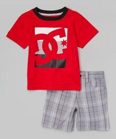 Gray and Red Clothing Logo - Look at this #zulilyfind! Red Logo Tee & Gray Plaid Shorts