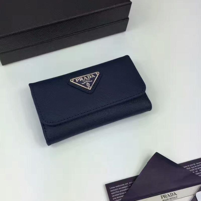 Silver Triangle Logo - Prada 1M0224 Silver Triangle Logo Saffiano Leather Key Holder