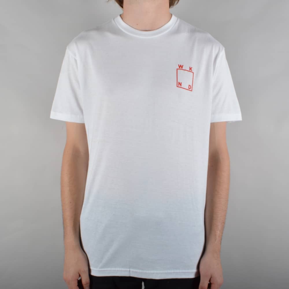 Gray and Red Clothing Logo - WKND Skateboards Logo Skate T-Shirt - White/Red - SKATE CLOTHING ...