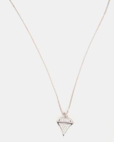 Silver Triangle Logo - Guess Diamonds Triangle Logo Necklace Silver Tone