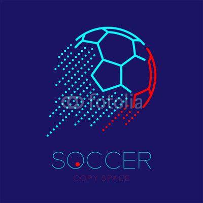 Dash Line Logo - Soccer ball shooting logo icon outline stroke set dash line design