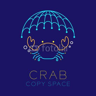 Dash Line Logo - Crab, Fishing net and Air bubble logo icon outline stroke set dash ...