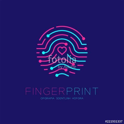 Dash Line Logo - Fingerprint scan logo icon with Love Heart symbol dash line design ...