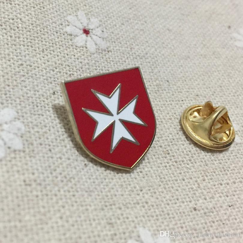 Red Shield with White Cross Logo - Wholesale Red Shield With White Maltese Cross Crusader Order